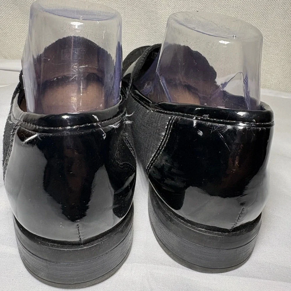 Clarks Trish Rose Black Plaid Plaid Patent Trim Comfort Penny Loafers Women's 10